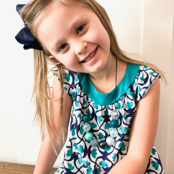 ‘Teal Twist’ Adjustable Bubblegum Bead Necklace - Picture 2 of 5